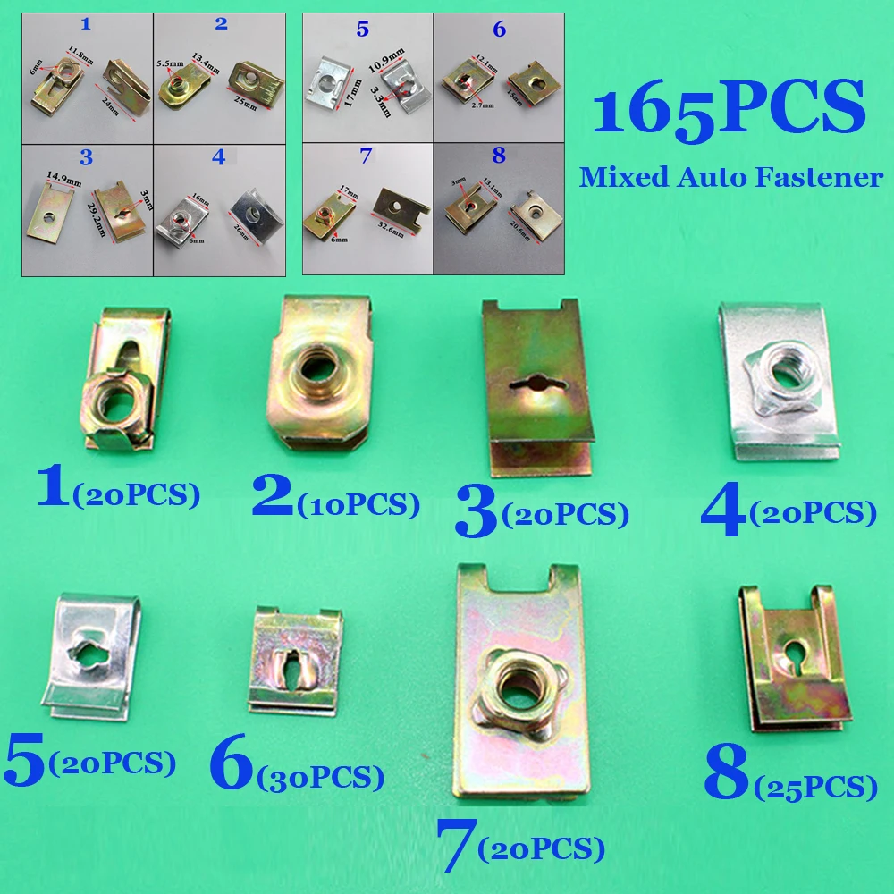 165pcs Auto Fastener U-Type Gasket Fixed Screw Metal Clip Kit For Car Door Panel
165pcs Auto Fastener U-Type Gasket Fixed Screw Metal Clip Kit For Car Door Panel