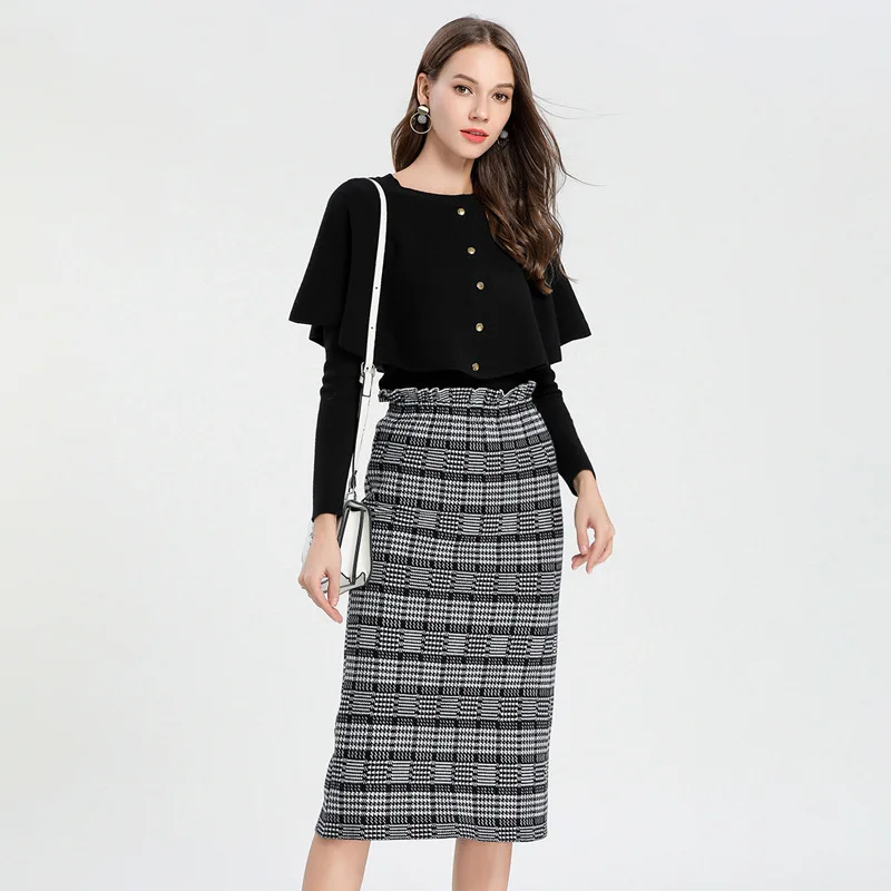 Dress set spring and autumn new temperament professional knitted skirts overknee length and knitting shawl two-piece suit 1858
Dress set spring and autumn new temperament professional knitted skirts overknee length and knitting shawl two-piece suit 1858