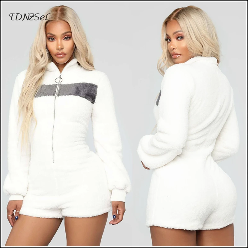 Winter Casual Women Wool Warm Playsuit Long Sleeve Patchwork Front Zipper Thick Turtleneck Jumpsuit New Slim Bodysuit Overalls
Winter Casual Women Wool Warm Playsuit Long Sleeve Patchwork Front Zipper Thick Turtleneck Jumpsuit New Slim Bodysuit Overalls