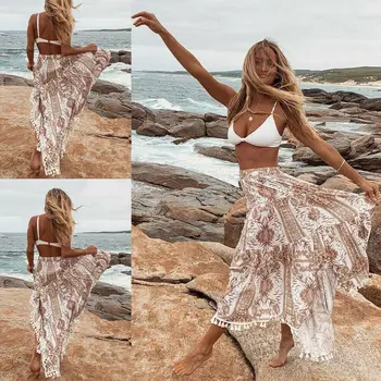 Chiffon Long Casual Vintage Print Bohemian Skirts Women Summer High Waist Maxi Skirts Pleated Beachwear Skirt
Chiffon Long Casual Vintage Print Bohemian Skirts Women Summer High Waist Maxi Skirts Pleated Beachwear Skirt