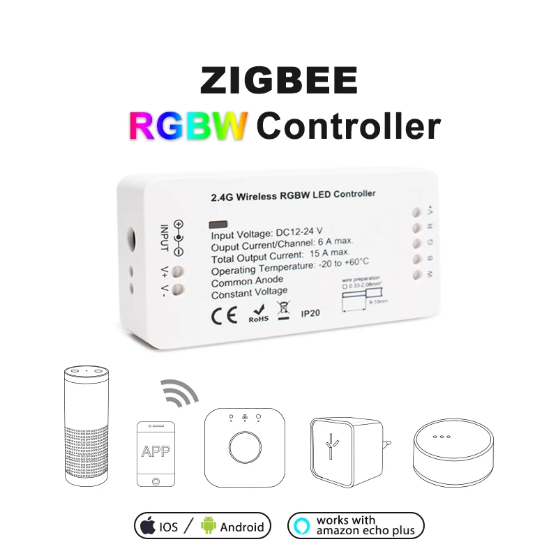 ZIGBEE ZLL Smart RGBW Controller, DC12/24V,APP control Dual white and color,Color and Brightness Adjustable,for LED Strip
ZIGBEE ZLL Smart RGBW Controller, DC12/24V,APP control Dual white and color,Color and Brightness Adjustable,for LED Strip