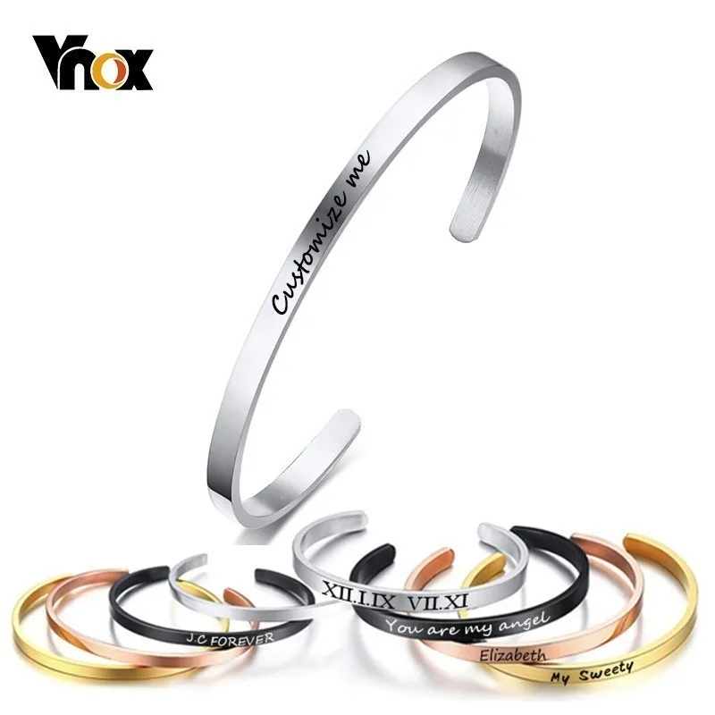 Vnox Free Personalised Gifts ID Bangles For Lovers' Engrave Name Stainless Steel Cuff Bracelets & Bangles Women Mens Jewels
Vnox Free Personalised Gifts ID Bangles For Lovers' Engrave Name Stainless Steel Cuff Bracelets & Bangles Women Mens Jewels