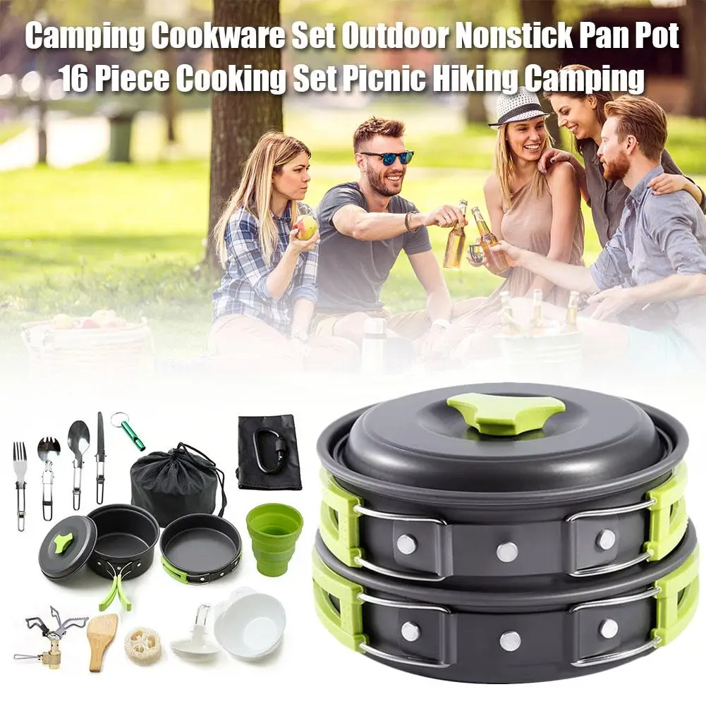 New Portable Camping Cookware Set Outdoor Nonstick Pan Pot 16 Piece Cooking Set Picnic Hiking Camping Picnics For 1-2 People
New Portable Camping Cookware Set Outdoor Nonstick Pan Pot 16 Piece Cooking Set Picnic Hiking Camping Picnics For 1-2 People