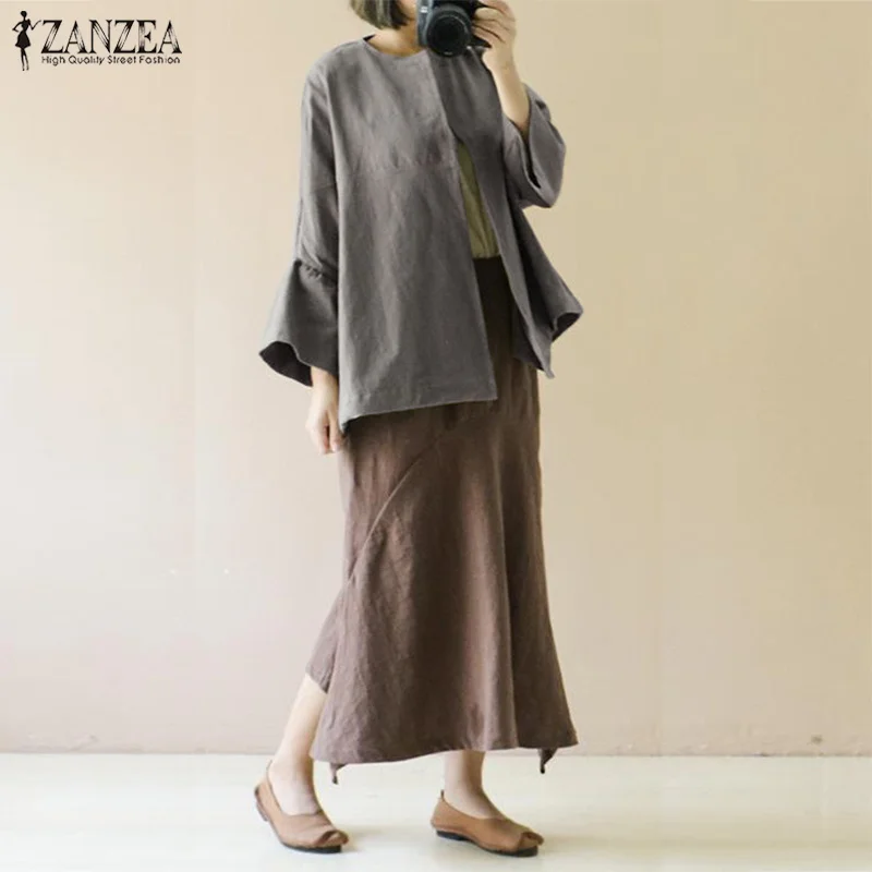 ZANZEA Plus Size Thin Cardigans Women Solid Blouse Female Vinage O Neck Flare Sleeve Shirt Spring Cotton Top Patchwork Blusa 5XL
ZANZEA Plus Size Thin Cardigans Women Solid Blouse Female Vinage O Neck Flare Sleeve Shirt Spring Cotton Top Patchwork Blusa 5XL