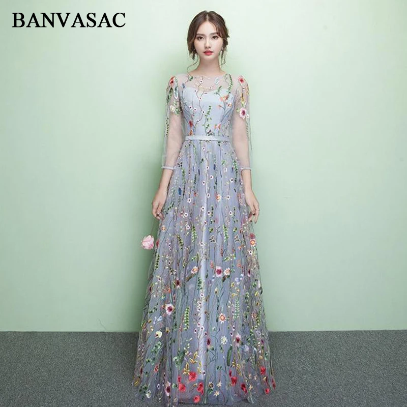 BANVASAC O Neck Floral Print Lace Appliques Long Evening Dresses Party A Line Sash Illusion Zipper Backless Prom Gowns
BANVASAC O Neck Floral Print Lace Appliques Long Evening Dresses Party A Line Sash Illusion Zipper Backless Prom Gowns