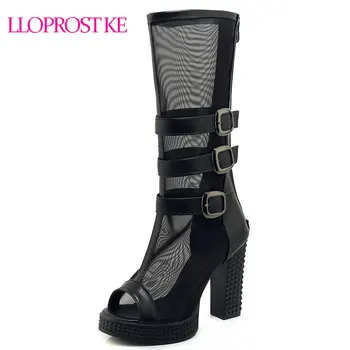 Lloprost ke Summer Mesh High Heels Mid Calf Gladiator Sandals Boots Women Platform Thick Heel Shoes White Black Half Boots H102
Lloprost ke Summer Mesh High Heels Mid Calf Gladiator Sandals Boots Women Platform Thick Heel Shoes White Black Half Boots H102