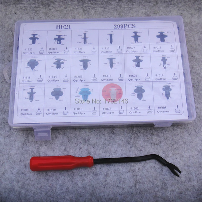 299Pcs/ Per Universal Car Auto Body Plastic Push Pin Rivet Fasteners Trim Clip Car Repair Assortment For Nissan Toyota
299Pcs/ Per Universal Car Auto Body Plastic Push Pin Rivet Fasteners Trim Clip Car Repair Assortment For Nissan Toyota