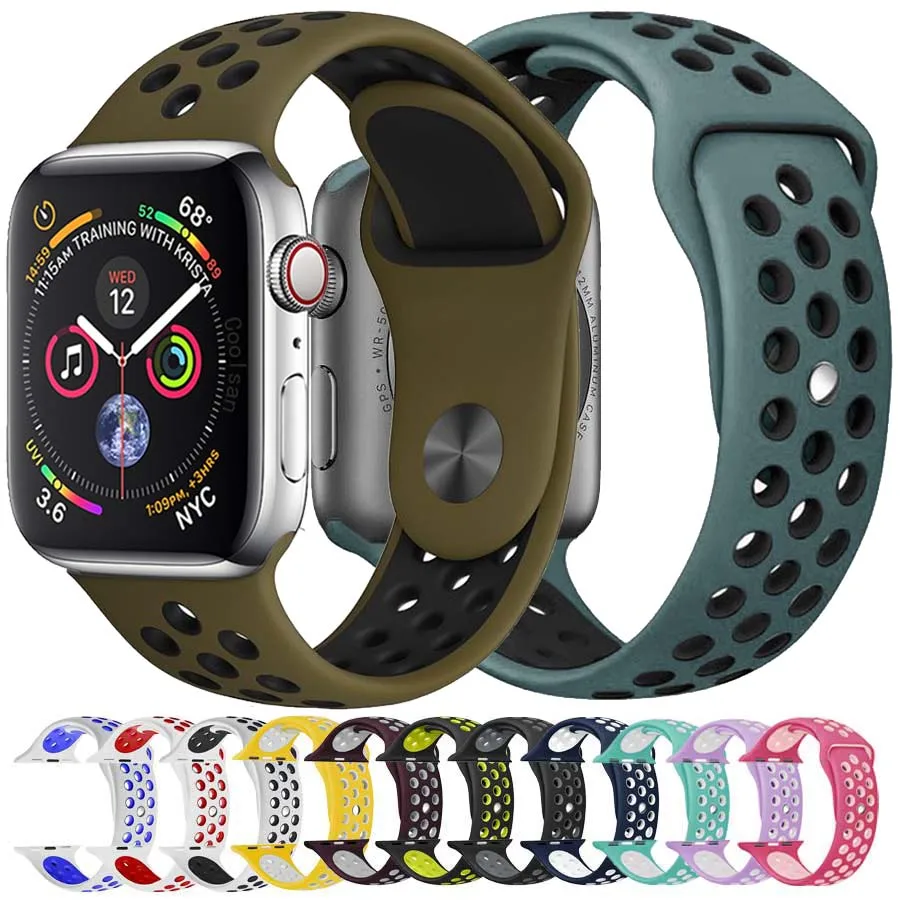 Silicone Sport Strap for Apple Watch band 4&3&2 42mm 44mm iwatch band 38mm 40mm Nike wrist bracelet Original replacement strap
Silicone Sport Strap for Apple Watch band 4&3&2 42mm 44mm iwatch band 38mm 40mm Nike wrist bracelet Original replacement strap