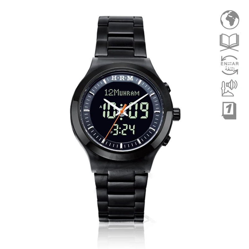 Arabic Prayer Watch with dual Time 6106 32mm Stainless Steel Azan Watch with Word Prayer Time Azan Clock for Muslim Prayer
Arabic Prayer Watch with dual Time 6106 32mm Stainless Steel Azan Watch with Word Prayer Time Azan Clock for Muslim Prayer