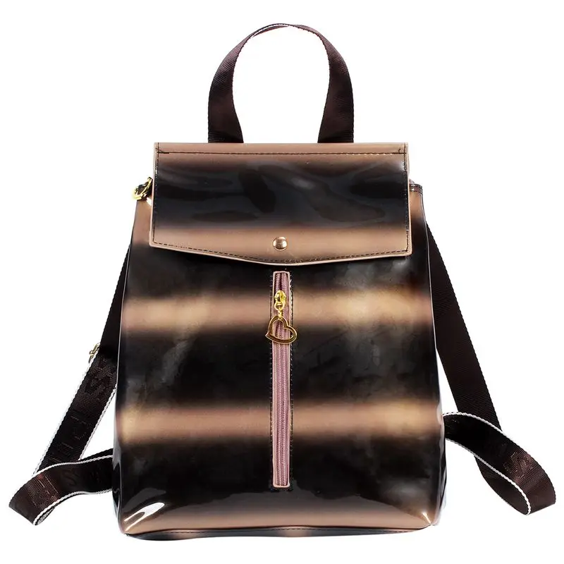 

School Backpack Women Fashion Alligator Grain Backpack Girl Casual Vintage Patent Leather Women's Backpack Bag(Brown)