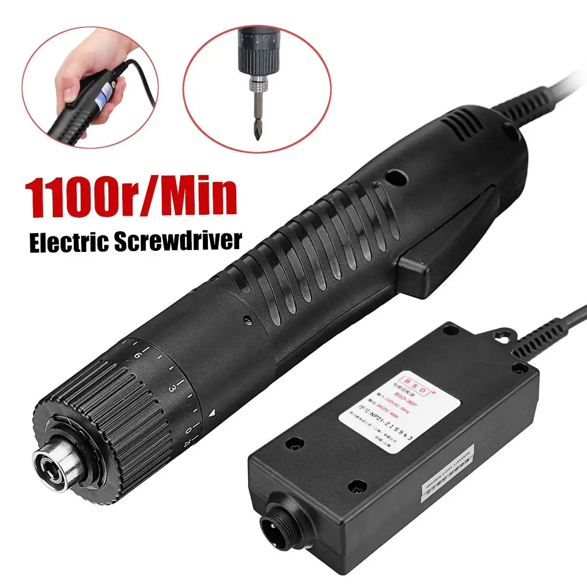 AC 220V Ajustable Electric Screwdriver With Power Supply Handheld Torque Bolts Screw Driver Adapter Power Tools Kit 1100rpm
AC 220V Ajustable Electric Screwdriver With Power Supply Handheld Torque Bolts Screw Driver Adapter Power Tools Kit 1100rpm