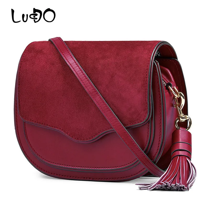 LUCDO Brand New 100% Genuine Leather Women Shoulder Bag Tassel Crossbody Bags Messenger Bags Scrub Leather Saddle Bag Handbags
LUCDO Brand New 100% Genuine Leather Women Shoulder Bag Tassel Crossbody Bags Messenger Bags Scrub Leather Saddle Bag Handbags