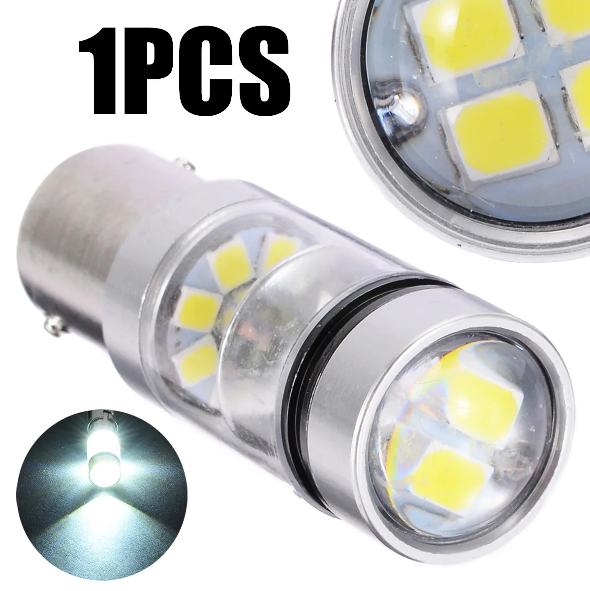 

1pc 100W 1156 S25 P21W BA15S LED Headlight Backup Reverse Light Lamp Bulb White 360 Degrees