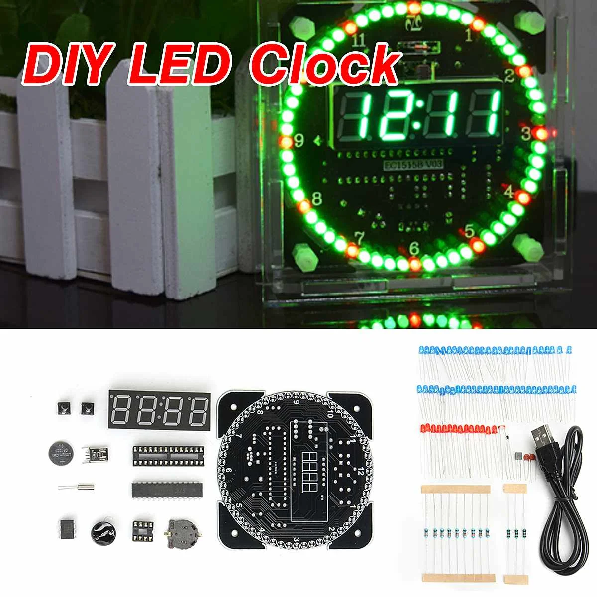 DIY LED Electronic Digital Alarm Clock DS1302 Rotating Kit 51 SCM Learning Board 5V xp Date Display Principle Design
DIY LED Electronic Digital Alarm Clock DS1302 Rotating Kit 51 SCM Learning Board 5V xp Date Display Principle Design