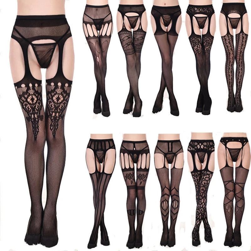 Женские черные сетчатые колготки одноразмерные Колготки с рисунком Burlesque Hoise |