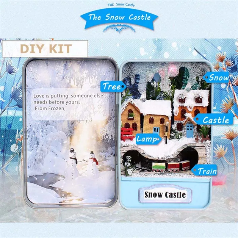 E003 Snow Castle Dollhouse Assemble Box House 9cm With LED Light DIY Box Theatre Kid Toy Adult Gift Exercise Operational Ability
E003 Snow Castle Dollhouse Assemble Box House 9cm With LED Light DIY Box Theatre Kid Toy Adult Gift Exercise Operational Ability