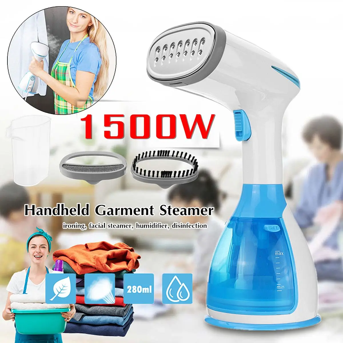 Handheld Clothes Garment Steamer Fast-Heat 1500W Portable Steam Iron Home Travel EU/US Plug Ironing Facial Humidifier Portable
Handheld Clothes Garment Steamer Fast-Heat 1500W Portable Steam Iron Home Travel EU/US Plug Ironing Facial Humidifier Portable