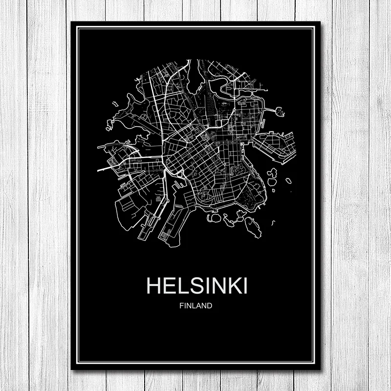 Финская HELSINKI винтажный Ретро постер крафты бумага круглая карта городов мира