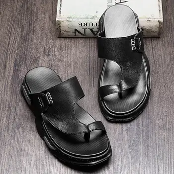 US Size Men Thick Heel Leather Slippers Real Leather Summer Flip Flop 4CM Heel Slides Man Beach Shoes
US Size Men Thick Heel Leather Slippers Real Leather Summer Flip Flop 4CM Heel Slides Man Beach Shoes
