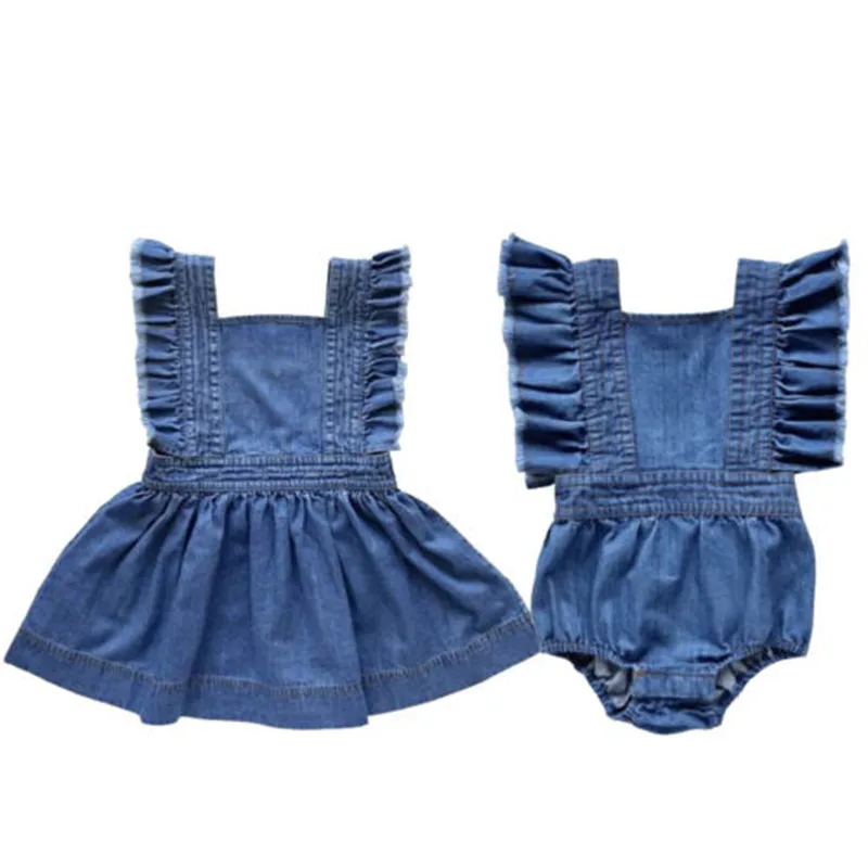 Fashion Newborn Baby Girl Ruffles Sleeveless Denim Romper Jumpsuit Dress Outfits 2019 New Summer Sunsuit Sister Match Clothes
Fashion Newborn Baby Girl Ruffles Sleeveless Denim Romper Jumpsuit Dress Outfits 2019 New Summer Sunsuit Sister Match Clothes