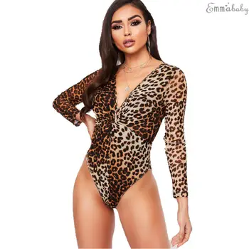 Rompers 2019 New Brand Springs Fashion Womens One Piece Leotards V-Neck Long Sleeve Casual Leopard Print Romper Jumpsuit
Rompers 2019 New Brand Springs Fashion Womens One Piece Leotards V-Neck Long Sleeve Casual Leopard Print Romper Jumpsuit