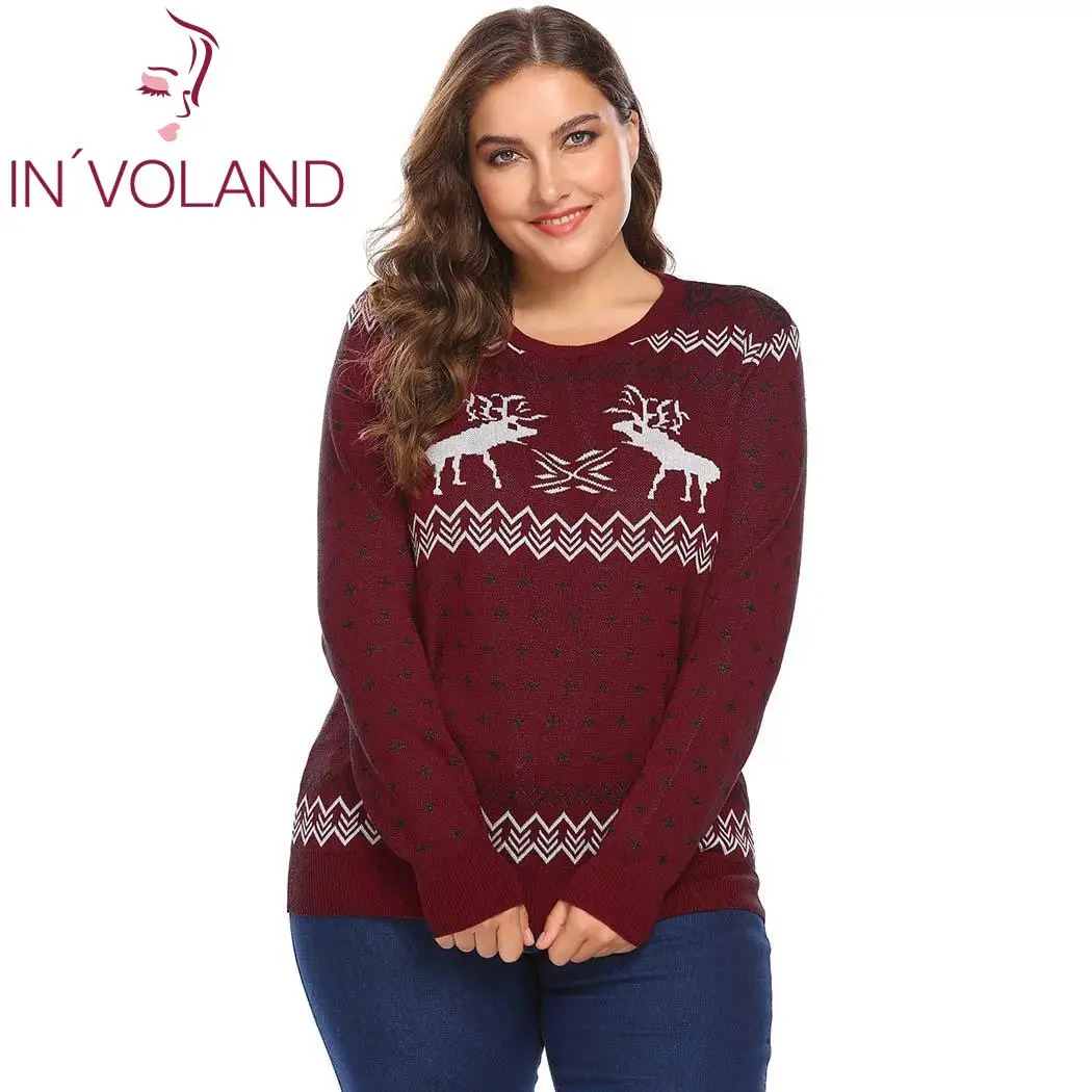 IN'VOLAND Plus Size Christmas Women Sweater O-Neck Pullover Long Sleeve Knit Sweaters Print Winter Autumn Pullover Oversize
IN'VOLAND Plus Size Christmas Women Sweater O-Neck Pullover Long Sleeve Knit Sweaters Print Winter Autumn Pullover Oversize