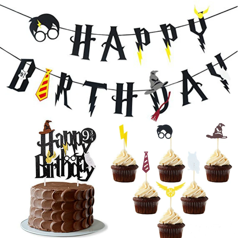 Harry Potter Happy Birthday Flags Bunting Banner Cake Cupcake Topper for Baby Shower Kids Magic Themed Birthday Party Decoration
Harry Potter Happy Birthday Flags Bunting Banner Cake Cupcake Topper for Baby Shower Kids Magic Themed Birthday Party Decoration
