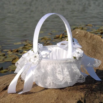 Elegant Lace Flower Satin Ribbon Bowknot Artificial Roses Flower Girl Basket Wedding Ceremony Party Supplier White
Elegant Lace Flower Satin Ribbon Bowknot Artificial Roses Flower Girl Basket Wedding Ceremony Party Supplier White