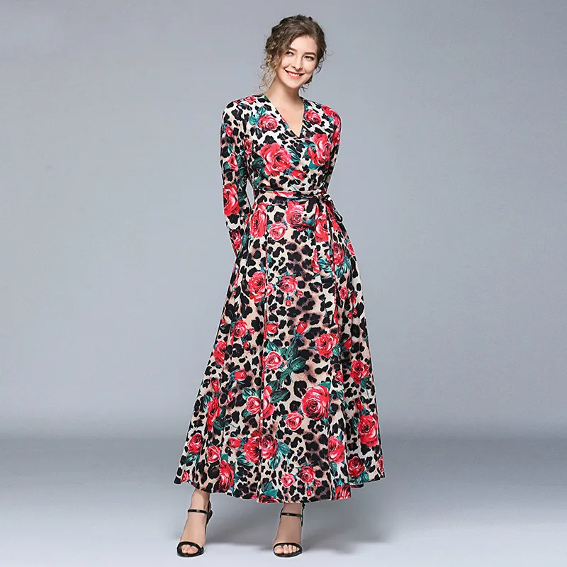 2019 Autumn Runway Leopard Dress Sexy Long Sleeve Vestidos Party Women Lace Up Bow Printed Rose Floral Maxi Dresses Vintage
2019 Autumn Runway Leopard Dress Sexy Long Sleeve Vestidos Party Women Lace Up Bow Printed Rose Floral Maxi Dresses Vintage