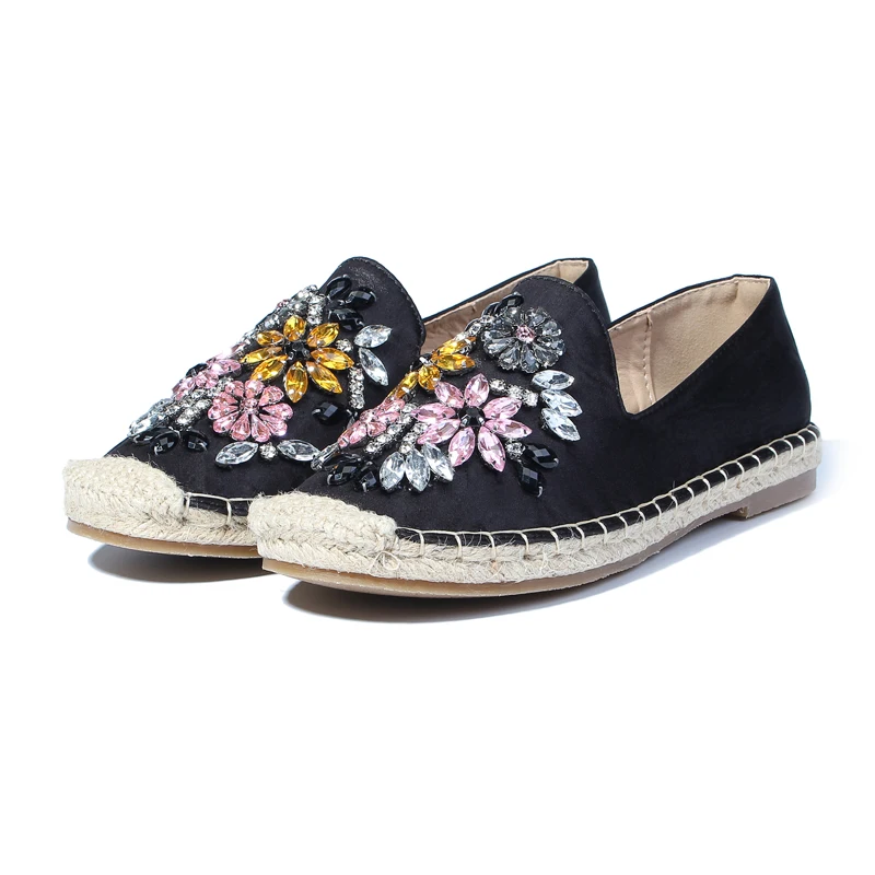 NIS Women Espadrilles, Black/Beige Crystal Flowers Hemp Bottom Fisherman Shoes, Ladies Fashion Rhinestone Loafers Slip On Shoes
NIS Women Espadrilles, Black/Beige Crystal Flowers Hemp Bottom Fisherman Shoes, Ladies Fashion Rhinestone Loafers Slip On Shoes