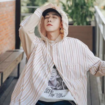 Spring New Shirt Men's Fashion Striped Trend Wild Casual Hooded Shirt Man Streetwear Loose Long-sleeved Shirt Male Clothes
Spring New Shirt Men's Fashion Striped Trend Wild Casual Hooded Shirt Man Streetwear Loose Long-sleeved Shirt Male Clothes