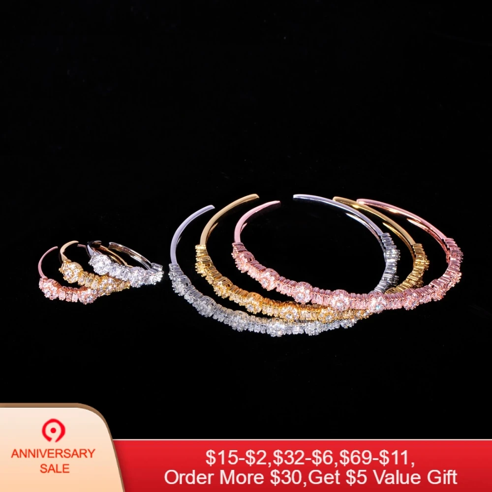 Blucome New Exquisite Ring Bangle Sets Square Shape Tricolor Shiny CZ Zircon Copper Jewelry For Women Bride Party Wedding Sets
Blucome New Exquisite Ring Bangle Sets Square Shape Tricolor Shiny CZ Zircon Copper Jewelry For Women Bride Party Wedding Sets