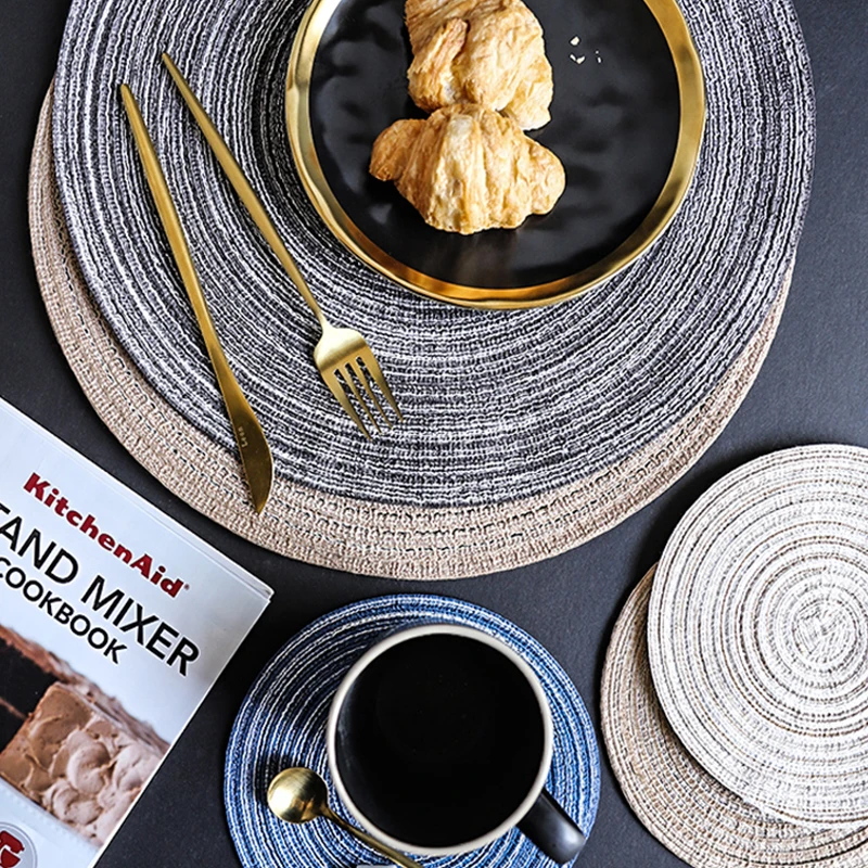 Nordic round table mat Anti Slip Drink Coasters Insulated Solid Placemats Linen Non Slip Ramie Mat Kitchen tool for Home Decor
Nordic round table mat Anti Slip Drink Coasters Insulated Solid Placemats Linen Non Slip Ramie Mat Kitchen tool for Home Decor