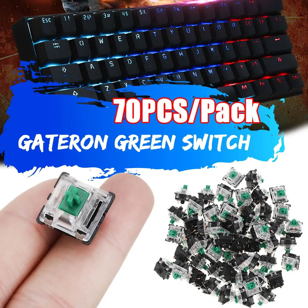 70PCS Pack 3Pin Gateron Clicky Green Switch Keyboard Switch for Mechanical Gaming Keyboard
70PCS Pack 3Pin Gateron Clicky Green Switch Keyboard Switch for Mechanical Gaming Keyboard