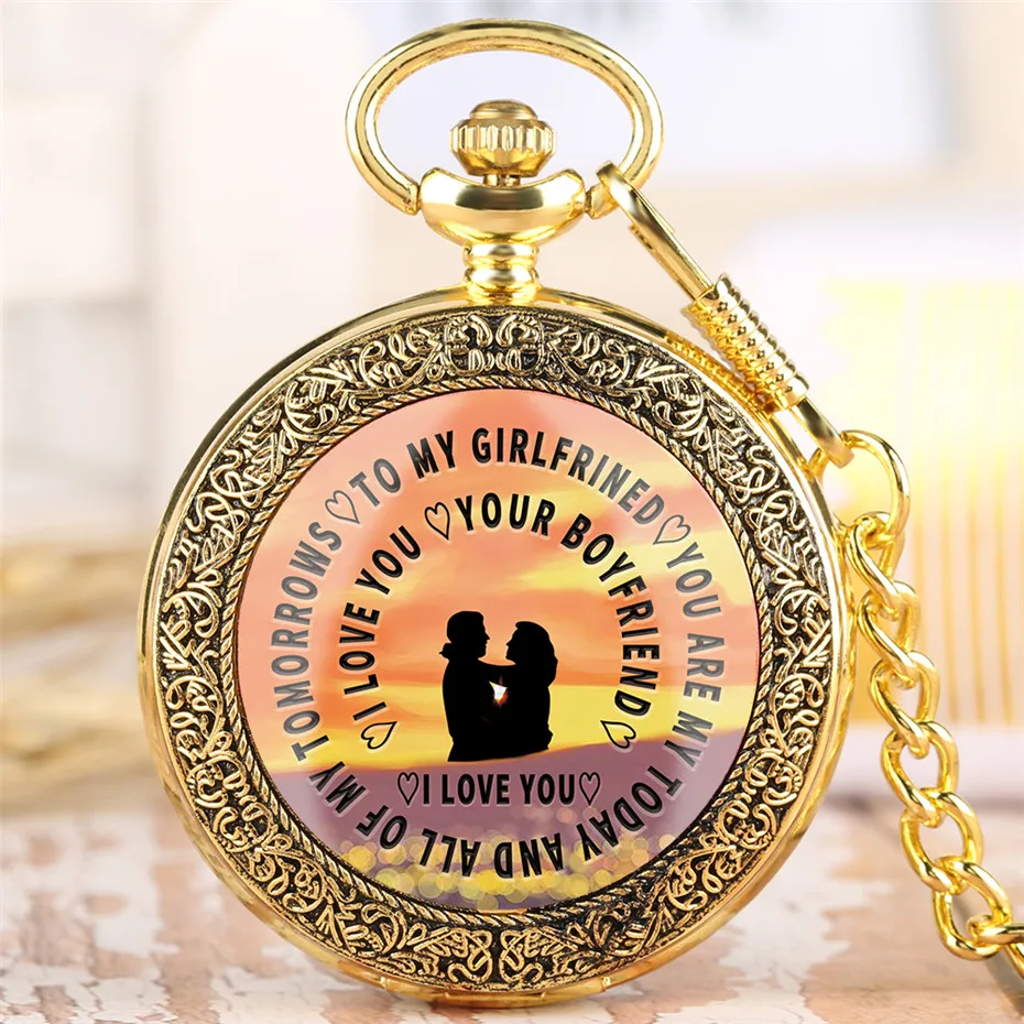 Steampunk Golden To My Girlfriend/boyfriend Theme Quartz Pocket Watch Vintage Pendant Watches for Men Women Dropshipping
Steampunk Golden To My Girlfriend/boyfriend Theme Quartz Pocket Watch Vintage Pendant Watches for Men Women Dropshipping