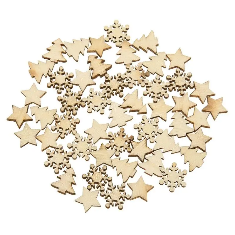 50pcs Natural Wood Tree Snowflakes DIY Christmas Tree Hang Pendant Star Table Decor Holiday Festive New Year Decoration Supplies
50pcs Natural Wood Tree Snowflakes DIY Christmas Tree Hang Pendant Star Table Decor Holiday Festive New Year Decoration Supplies