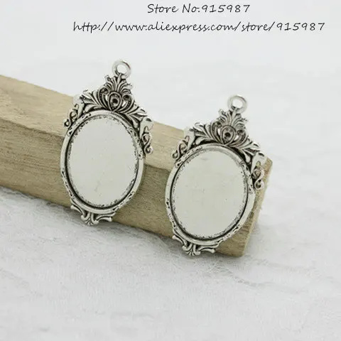 

Sweet Bell 20pcs/lot Antique silver metal alloy oval 23*45mm(Fit 18*25mm Diy) cabochon pendant settings jewelry blanks 6C1031