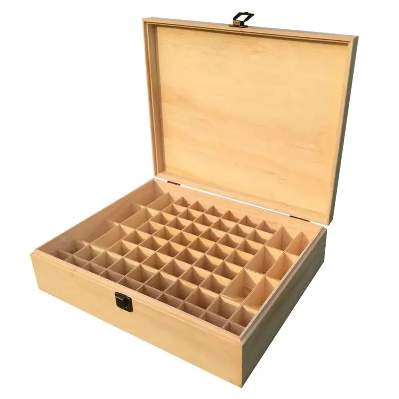 

68-Grid Essential Oil Box Wooden Essential Oil Storage Box Solid Wood Gift Box Multi-Square Essential Oil Case Organizer