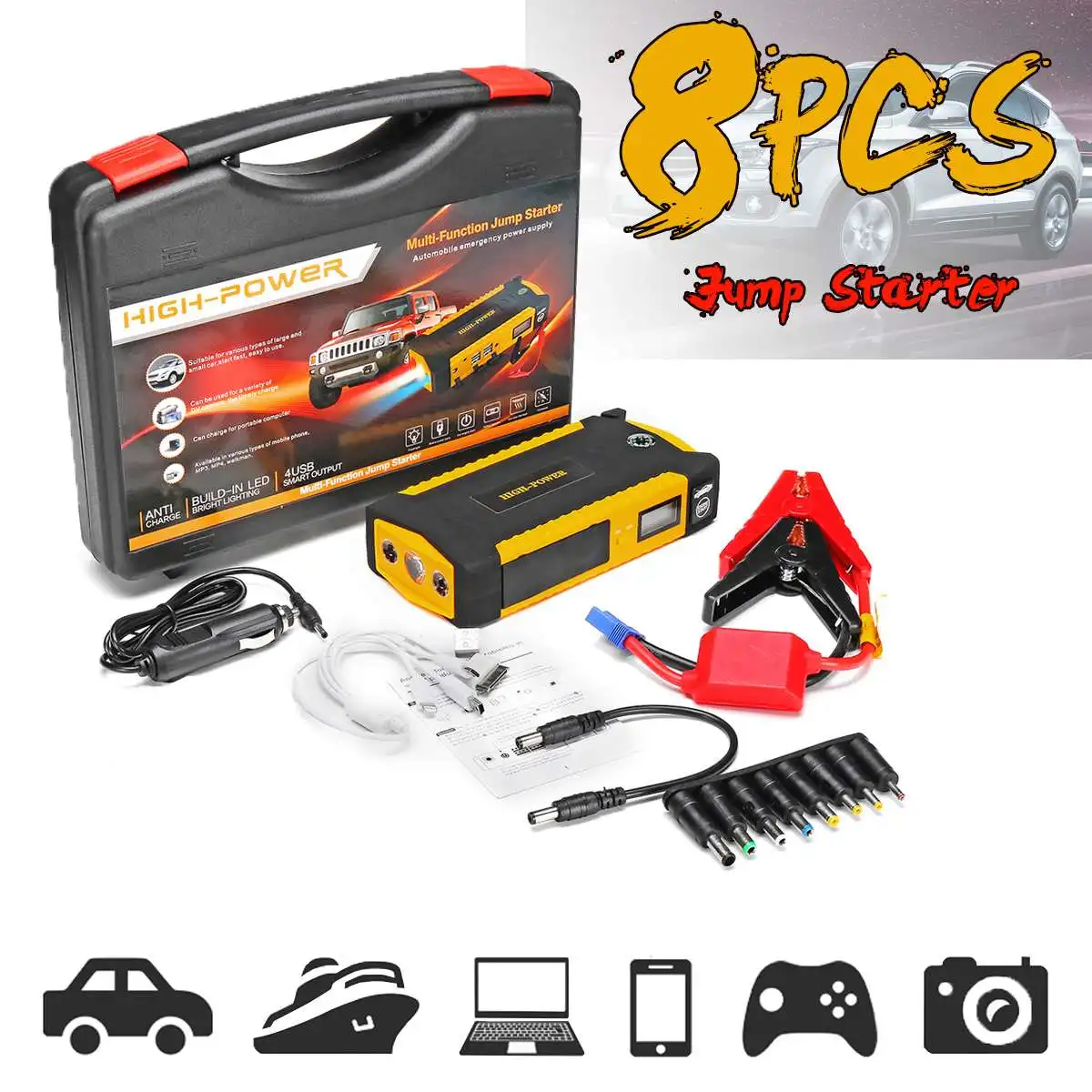 82800mAh High Power Car Jump Starter 12V Portable Starting Device Power Bank Car Charger For Car Battery Booster Buster 4 USB
82800mAh High Power Car Jump Starter 12V Portable Starting Device Power Bank Car Charger For Car Battery Booster Buster 4 USB