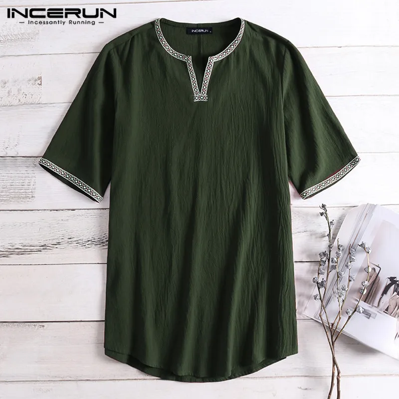 INCERUN Medieval Renaissance Men Vikings Knight Cavalier Tunic Warrior Aristocrat Cotton Short Sleeve Shirts Men Cosplay Costume
INCERUN Medieval Renaissance Men Vikings Knight Cavalier Tunic Warrior Aristocrat Cotton Short Sleeve Shirts Men Cosplay Costume