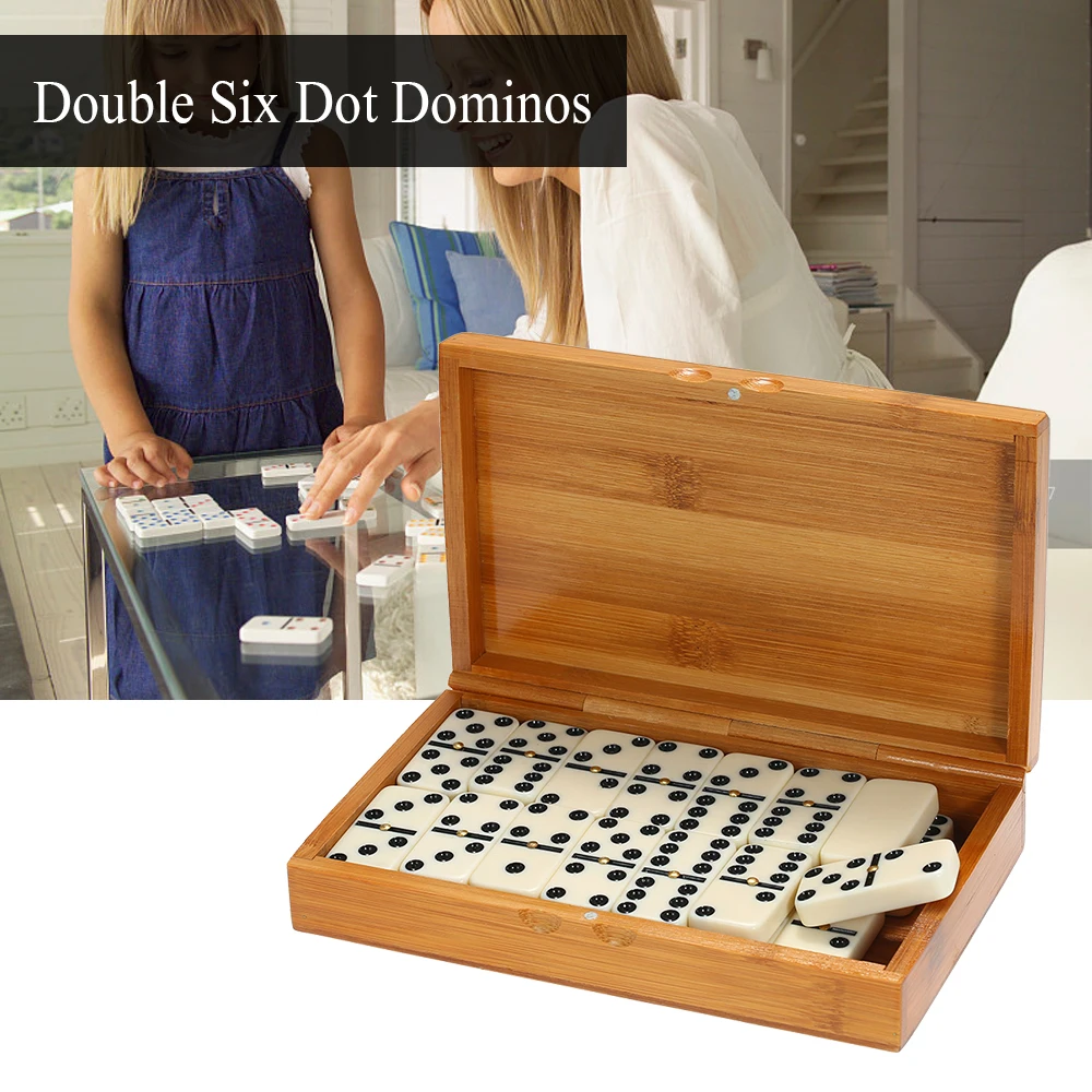 Entertainment Playing chess Double Six Dominoes Set Recreational Travel Game Toy Black Dots Dominoes for Play fun
Entertainment Playing chess Double Six Dominoes Set Recreational Travel Game Toy Black Dots Dominoes for Play fun
