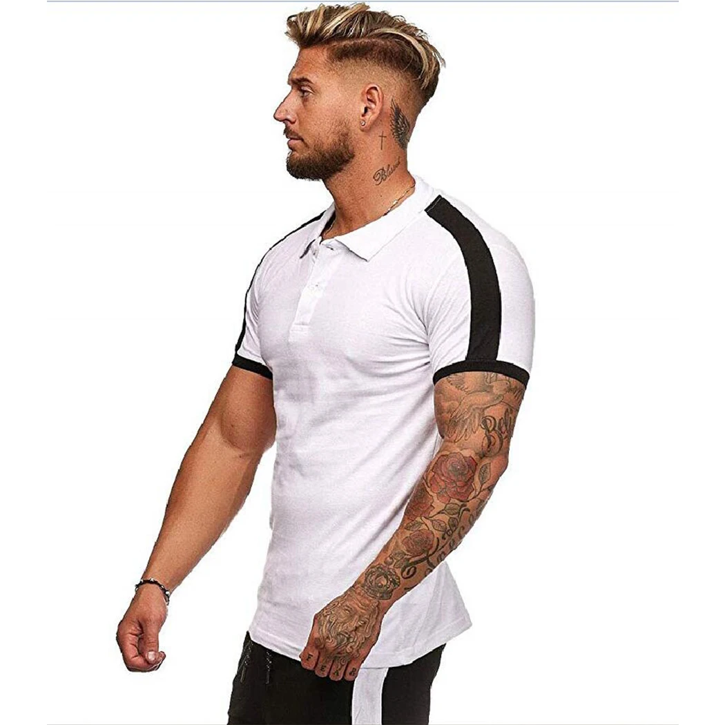 Мужская рубашка для бодибилдинга черная белая футболка с коротким рукавом