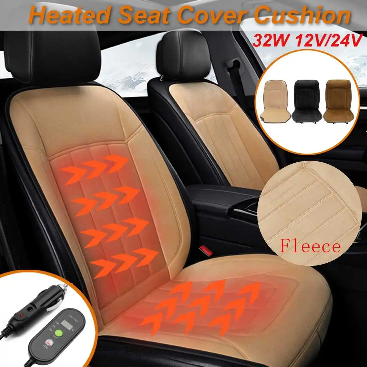 1pcs 32W 12V/24V Electric Fleeced Car Heated Seat Cushion Cover Seat Heater Warmer Winter Household Mat Black Coffee Beige
1pcs 32W 12V/24V Electric Fleeced Car Heated Seat Cushion Cover Seat Heater Warmer Winter Household Mat Black Coffee Beige