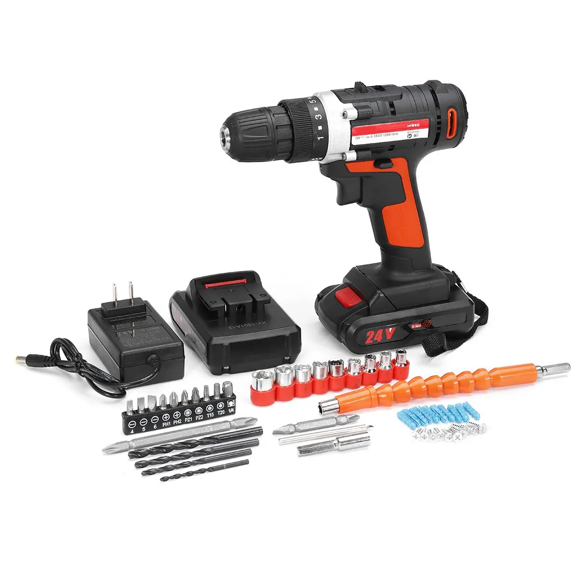 24V Cordless Drill Rechargeable Electric Screwdriver Multifunction Power Tools 2 Li-Ion Battery 2 Speed 3/8" Chuck LED Lighting
24V Cordless Drill Rechargeable Electric Screwdriver Multifunction Power Tools 2 Li-Ion Battery 2 Speed 3/8" Chuck LED Lighting