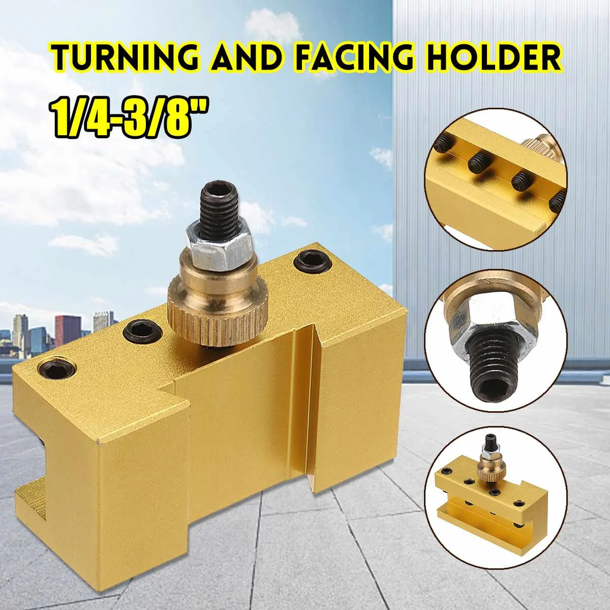 1/4-3/8 Inch 20x25x50mm Aluminum Turning and Facing Holder for Quick Change Tool Post Holder Gold
1/4-3/8 Inch 20x25x50mm Aluminum Turning and Facing Holder for Quick Change Tool Post Holder Gold