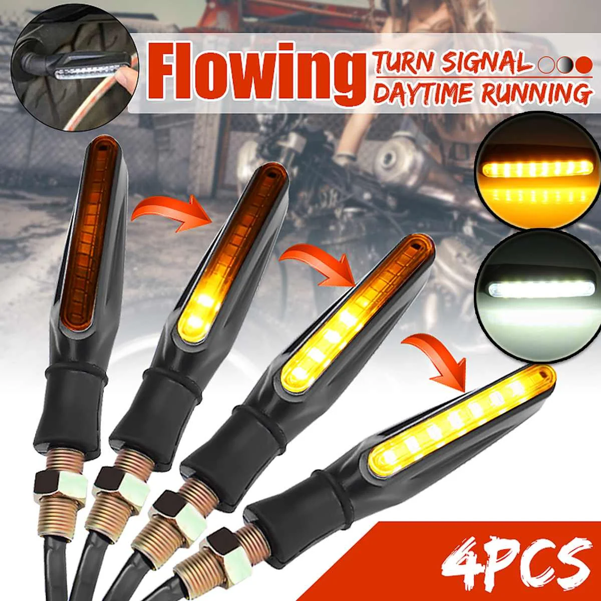 4x 12V Motorcycle DRL Daytime Running Light Turn Signal Indicator Lamp Motorbike Dual Color LED DRL Flowing Sequential Lights
4x 12V Motorcycle DRL Daytime Running Light Turn Signal Indicator Lamp Motorbike Dual Color LED DRL Flowing Sequential Lights