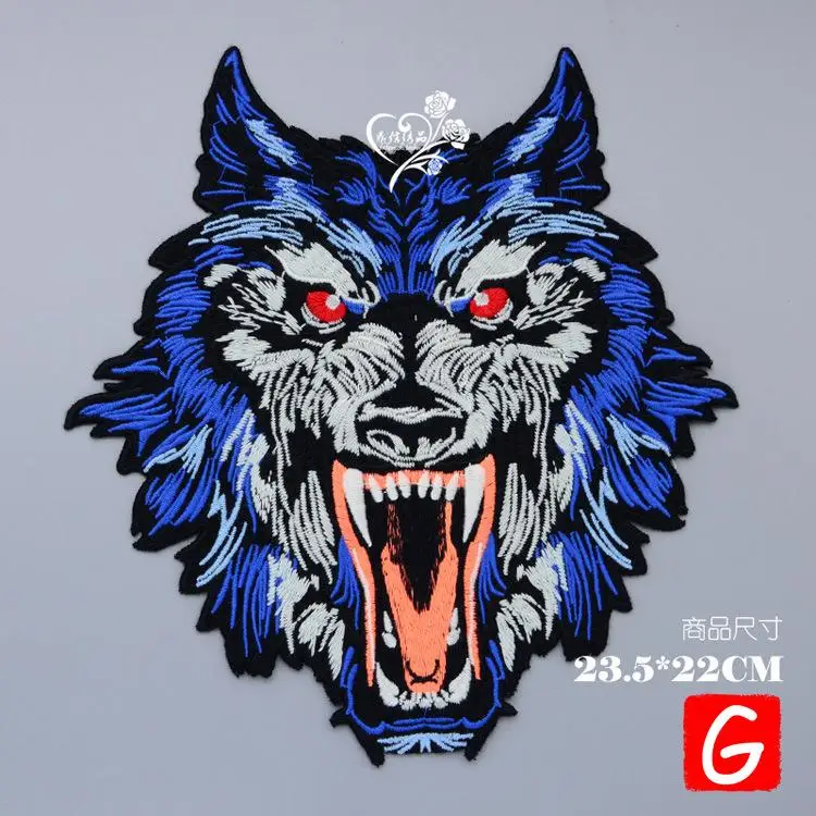 

GUGUTREE embroidery big wolf patches animal patches badges applique patches for clothing DX-32