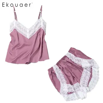 Ekouaer Women Sexy Summer Pajamas Set Sleepwear Adjustable Spaghetti Strap V-Neck Floral Lace Pajama Set Nightwear Home Suits
Ekouaer Women Sexy Summer Pajamas Set Sleepwear Adjustable Spaghetti Strap V-Neck Floral Lace Pajama Set Nightwear Home Suits