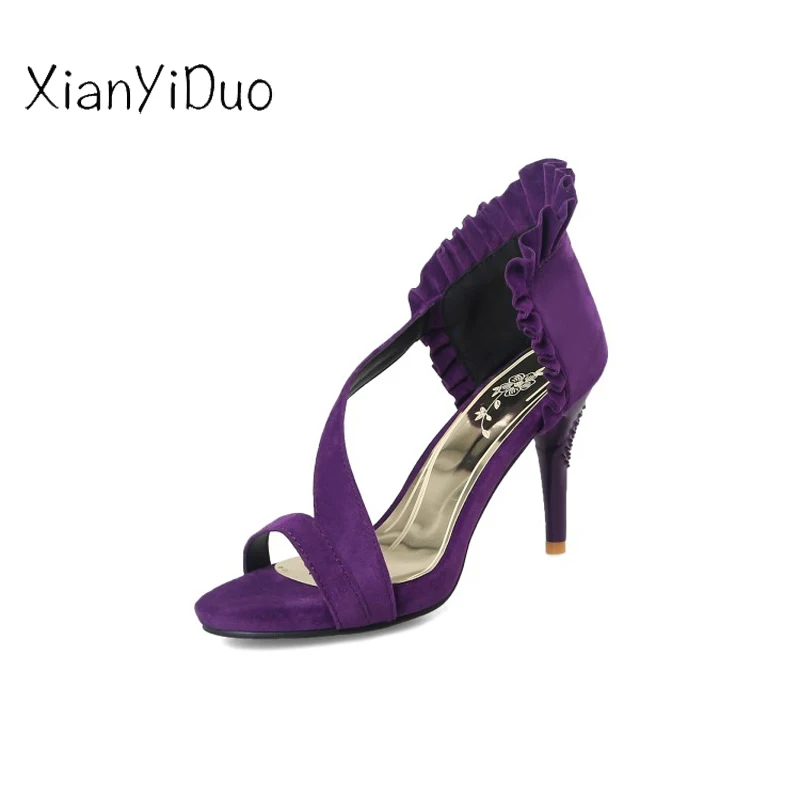 Xianyiduo 2019 Summer fashion Women's shoes Cover Heel high Heels sandals open toe ruffles Purple red rome plus Size34-43 / 106
Xianyiduo 2019 Summer fashion Women's shoes Cover Heel high Heels sandals open toe ruffles Purple red rome plus Size34-43 / 106