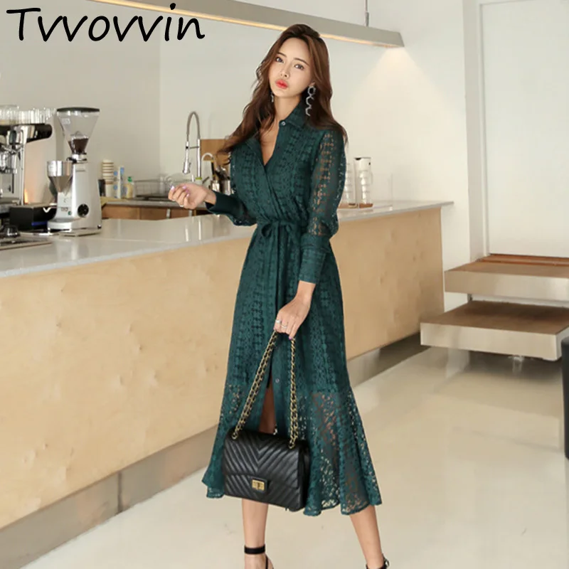 Vintage Hollow-out Lace Women Long Dress Single Breasted Bandage Elegant Mermaid Female Dress Full Sleeve Autumn Vestidos L376
Vintage Hollow-out Lace Women Long Dress Single Breasted Bandage Elegant Mermaid Female Dress Full Sleeve Autumn Vestidos L376
